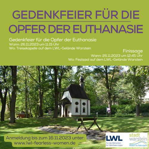 Bild der Treisekapelle mit Veranstaltungshinweisen als Text, die auch im untenstehenden Text zu finden sind.
