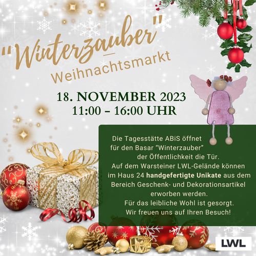 Weihnachtliches Bildmotiv mit Text: Einladung zum Winterzauber 2023.